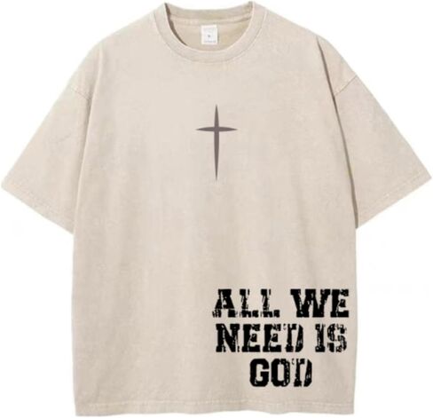 Christian Shirts for Men Inspirational God Faith Jesus Tshirts Oversized Vintage Cross Graphic Tees Acid Wash Tops in Kuwait