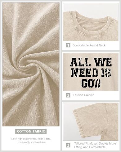 Christian Shirts for Men Inspirational God Faith Jesus Tshirts Oversized Vintage Cross Graphic Tees Acid Wash Tops in Kuwait