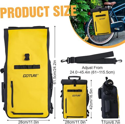 Goture 3 في 1 حقيبة دراجة 25 لتر، حقيبة ظهر للدراجة، 500D PVC، حقيبة ظهر للدراجة خضراء مع جيب شبكي قابل للتخزين، سلال مقاومة للماء للدراجات والتجديف بالكاياك وركوب القوارب وصيد الأسماك in Saudi Arabia