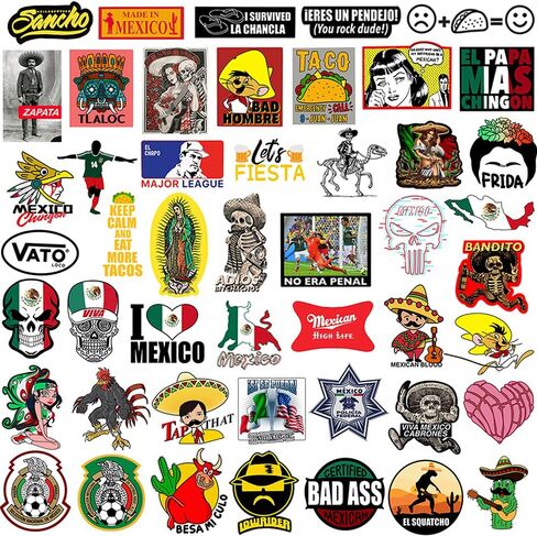 Mexican Hard Hat Stickers [50pcs] Mexico Pride - Funny Vinyl Sticker for Tool Box Hardhat Helmet Hood Bumper Laptop Water Bottle, Patriotic Decals for Adults Essential Construction Workers in Saudi Arabia
