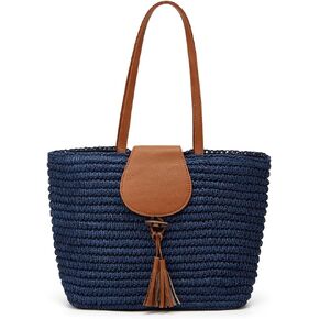 Rungion Summer Straw Shoulder Bags for Women Large Woven Tote Purse Casual Beach Vacation Top Handle Handbags with Tassel in Saudi Arabia