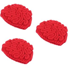Garneck 3pcs يدوي شكل الدماغ قبعة مزحة لجميع القديسين فريدة من نوعها مخيفة المتماسكة الملحقات مواد دافئة للحفلات والتجمعات in Kuwait