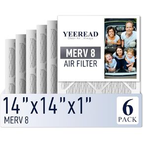 14x18x1 MERV 8 Air Filters 6-Pack, Actual Size 13.7" x 17.7" x 0.75" – Compatible with HVAC, Air Conditioners & Furnaces, Enhanced Filtration & Easy Installation in Saudi Arabia