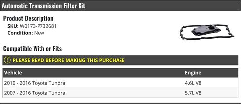 Automatic Transmission Filter Kit - Compatible with 2007-2016 Toyota Tundra 4.6L 5.7L V8 in Saudi Arabia