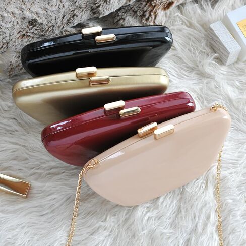 HOXIS Glossy Patent Leather Evening Clutch Bag with Detachable Chain Women's Purse for Wedding Party Prom in Saudi Arabia