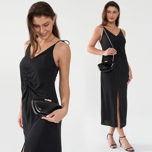 HOXIS Glossy Patent Leather Evening Clutch Bag with Detachable Chain Women's Purse for Wedding Party Prom in Saudi Arabia