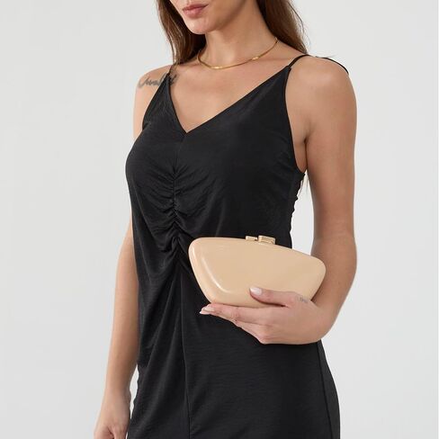 Hoxis Graty Patent Patent Leather Leather Bag Bag Bag مع حافظة نسائية قابلة للفصل لحفل حفل زفاف حفلة موسيقية in Saudi Arabia