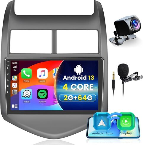 for Chevy Aveo Sonic 2011-2015 Android Car Stereo 9 Inch with Wireless Carplay Android Auto, 2G+64G Touchscreen GPS Navigation Unit with WiFi HiFi BT RDS Backup Camera in Saudi Arabia
