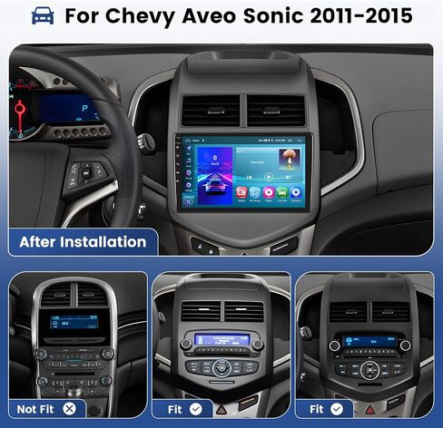 for Chevy Aveo Sonic 2011-2015 Android Car Stereo 9 Inch with Wireless Carplay Android Auto, 2G+64G Touchscreen GPS Navigation Unit with WiFi HiFi BT RDS Backup Camera in Saudi Arabia