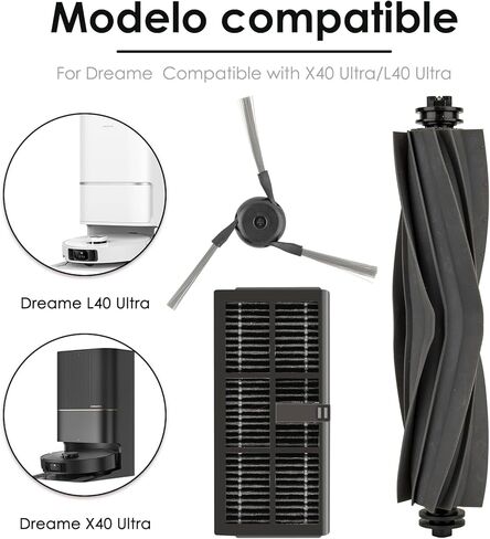 (2 حزمة) X40 Ultra Main Roller Brush متوافقة مع Dreame X30 Ultra/ X40 Ultra/ L10S Ultra/ L20 Ultra/ L10S Pro Ultra/ L10S Plus/ L10S Pro Gen 2/ L30 Ultra/ L40 Ultra/ D10S Plus ، Multi-Surface Brush in Saudi Arabia