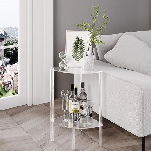 طاولة Eglaf Acrylic Triangle نهاية - 3 طبقات زاوية جانبية - طاولة زاوية صغيرة لغرفة المعيشة ، غرفة النوم ، الحمام - 11.8 '' L x 11.8 '' W x 26 '' H in Saudi Arabia