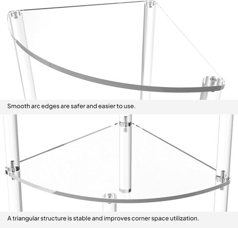طاولة Eglaf Acrylic Triangle نهاية - 3 طبقات زاوية جانبية - طاولة زاوية صغيرة لغرفة المعيشة ، غرفة النوم ، الحمام - 11.8 '' L x 11.8 '' W x 26 '' H in Saudi Arabia