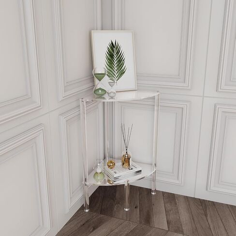 طاولة Eglaf Acrylic Triangle نهاية - 3 طبقات زاوية جانبية - طاولة زاوية صغيرة لغرفة المعيشة ، غرفة النوم ، الحمام - 11.8 '' L x 11.8 '' W x 26 '' H in Saudi Arabia