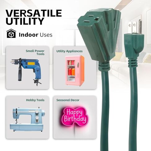 MaxWorks 80697 صنبور ثلاثي عالي التحمل داخلي/خارجي 3 قدم. سلك تمديد -16 AWG/3C-ETL معتمد in Kuwait