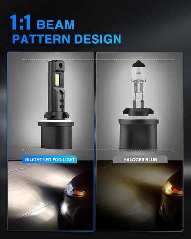 Nilight EF2 880 LED LED FOG Light Lights ، 250 ٪ Brightness ، 6000K Cool White ، 1: 1 Mini Size Halogen Placement ، 885/893/899 LED FOG Light Drl Kit ، Pack of 2 in Saudi Arabia