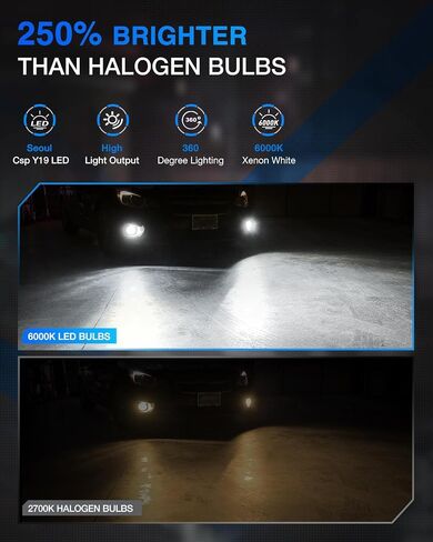 Nilight EF2 880 LED LED FOG Light Lights ، 250 ٪ Brightness ، 6000K Cool White ، 1: 1 Mini Size Halogen Placement ، 885/893/899 LED FOG Light Drl Kit ، Pack of 2 in Saudi Arabia