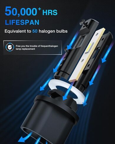 Nilight EF2 880 LED LED FOG Light Lights ، 250 ٪ Brightness ، 6000K Cool White ، 1: 1 Mini Size Halogen Placement ، 885/893/899 LED FOG Light Drl Kit ، Pack of 2 in Saudi Arabia