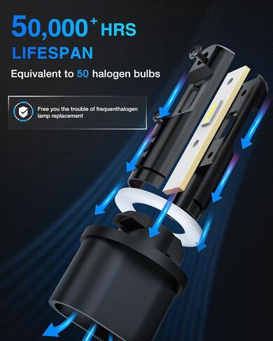 Nilight EF2 880 LED LED FOG Light Lights ، 250 ٪ Brightness ، 6000K Cool White ، 1: 1 Mini Size Halogen Placement ، 885/893/899 LED FOG Light Drl Kit ، Pack of 2 in Saudi Arabia