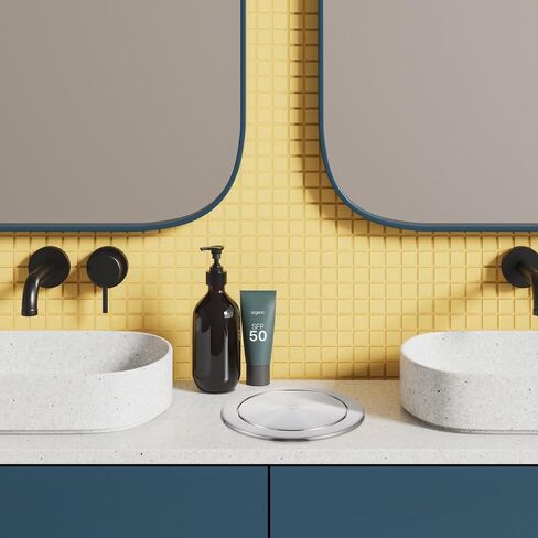 Zerodeko Built-in Countertop Trash Bin Waste Lid Balance Flap Cover Stainless Steel Kitchen Garbage Can Grommet Recessed Trash Can Lid M in Saudi Arabia