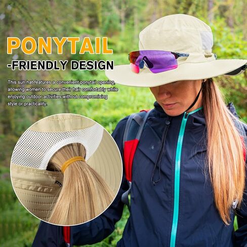 TOP-EX Women’s Wide Brim Sun Hat with Ponytail Hole UV 50 Summer Beach Sunhat for Fishing Hiking Outdoor Cooling Mesh in Kuwait