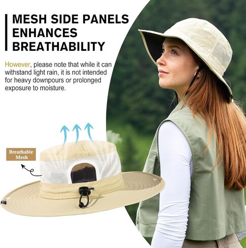 TOP-EX Women’s Wide Brim Sun Hat with Ponytail Hole UV 50 Summer Beach Sunhat for Fishing Hiking Outdoor Cooling Mesh in Kuwait