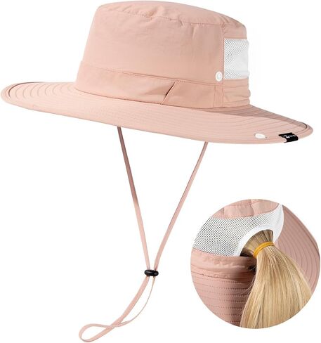 TOP-EX Women’s Wide Brim Sun Hat with Ponytail Hole UV 50 Summer Beach Sunhat for Fishing Hiking Outdoor Cooling Mesh in Kuwait