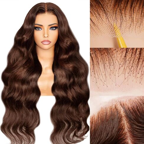 26inch Lace Front Wigs Human Hair 200 Density Glueless Wigs Human Hair Pre Plucked Pre Cut 7x5 Wear and Go Straight Hd Lace Human Hair Wig Natural Black for Women in Saudi Arabia