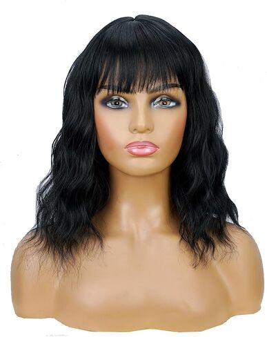 Light Blue Wig with Bangs Soft Short Bob Wigs for Women Synthetic Shoulder Length Women's Wigs for Costumes Cosplay HalloweenDaily (Light Blue) in Saudi Arabia