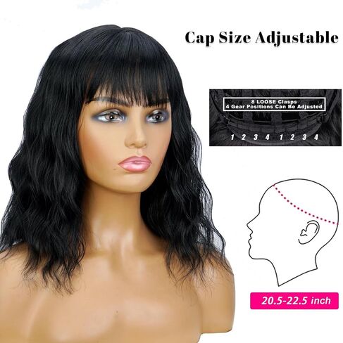Light Blue Wig with Bangs Soft Short Bob Wigs for Women Synthetic Shoulder Length Women's Wigs for Costumes Cosplay HalloweenDaily (Light Blue) in Saudi Arabia