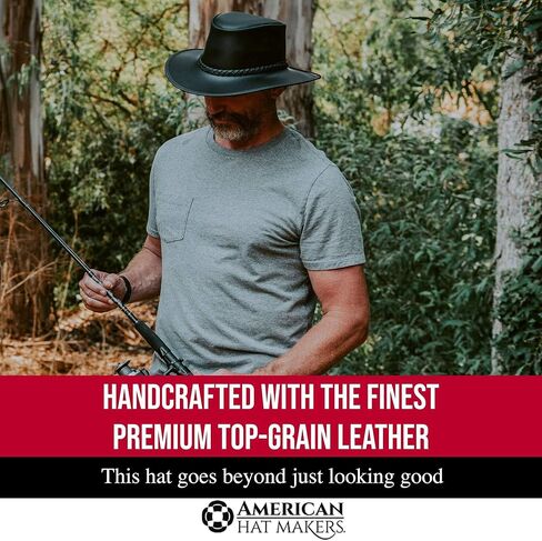 American Hat Makers Midnight Rider Bravo Leather Cowboy Hat for Men & Women Weatherproof Boho Hat in Kuwait