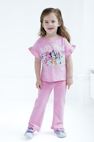 Bluey Girls T-Shirt and Ribbed Flare Leggings Outfit Set Toddler to Big Kid Sizes (2T - 10-12) in Saudi Arabia