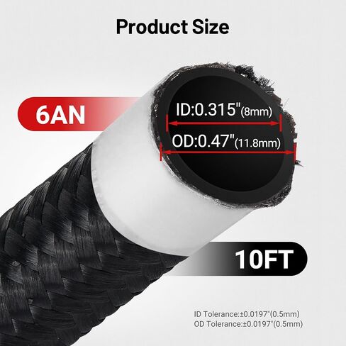 EVIL ENERGY Conductive 6AN PTFE Fuel Line Kit, Antistatic E85 Nylon Braided PTFE Fuel Hose kit 10FT AN6 Fuel Line Hose 5/16inch ID in Saudi Arabia