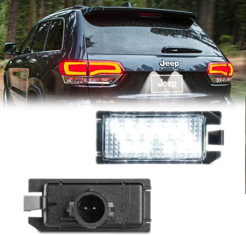 LED License Plate Light For 2015-2023 Dodge Charger Challenger Chrysler 300 Pacifica Jeep Compass, White Tag Lamp Assembly Replacement, 68211290AB in Kuwait