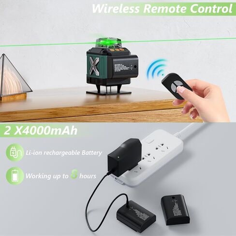 Laser Level 360 Self Leveling,16 Green Cross Line 4D laser Level for Tiling Floor Construction and Picture Hanging, High Accuracy Nivel Level with Self-leveling,2 Batteriy Remote in Saudi Arabia