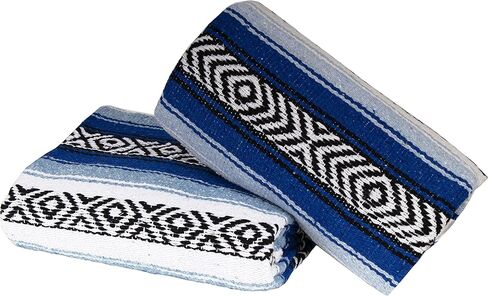 Genuine Mexican Handwoven Blanket, Premium Large Heavyweight Falsa Blanket, Serape & Yoga Blanket | Beach Blanket | Throw Blanket | Picnic Blanket (Traditional, Cielo) in Saudi Arabia