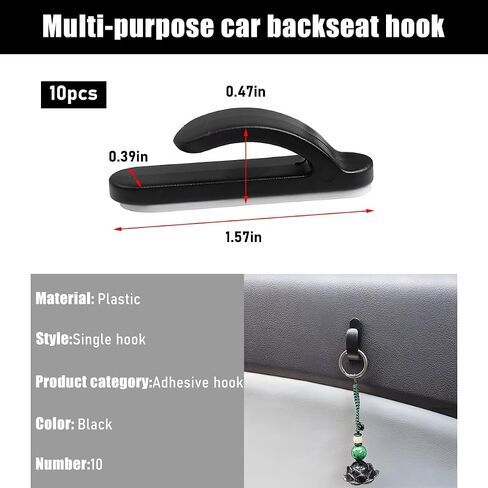 10 PCS Car Sticky Hooks, Multifunctional Vehicle Adhesive Hooks, Hanging Auto Storage Hooks for Key USB Cable Earphone Cable, Universal Interior Decor Car Accessories in Saudi Arabia
