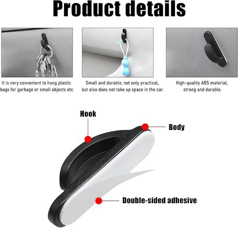 10 PCS Car Sticky Hooks, Multifunctional Vehicle Adhesive Hooks, Hanging Auto Storage Hooks for Key USB Cable Earphone Cable, Universal Interior Decor Car Accessories in Saudi Arabia