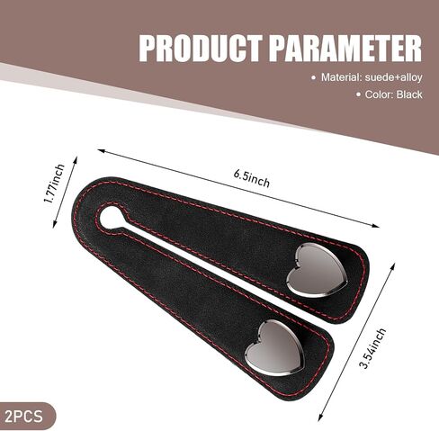 2 PCS Car Seat Headrest Hook, Car Hooks for Headrest, Storage Double Heart Shape Hooks, Suede Foldable Soft Hook Organizer, Universal for Cars (Black) in Saudi Arabia