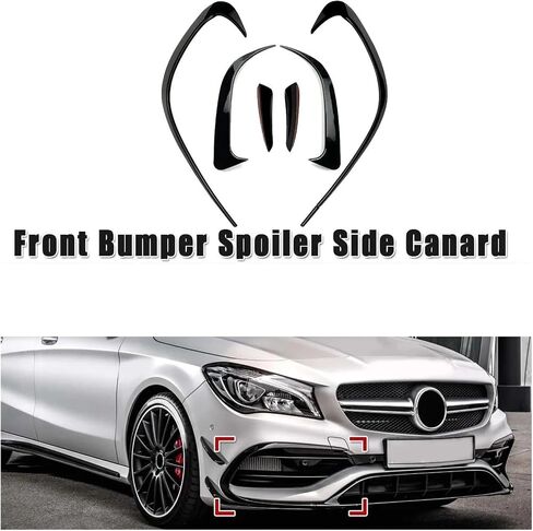 6pcs Car Pumper Splitter Spoilters Side Air Vent Canard Kit Trim Trim متوافق مع Benz CLA CLA200 220 250 260 2016-2019 in Kuwait