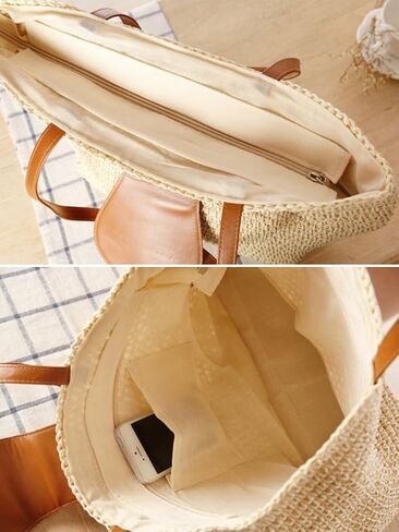 Rungion Summer Straw Shoulder Bags for Women Large Woven Tote Purse Casual Beach Vacation Top Handle Handbags with Tassel in Saudi Arabia