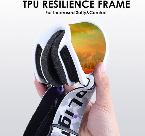 Ski Goggles, Snowboard Goggles for Women and Youth, 100% UV Protection, Anti-Fog, Cylindrical Lens, Winter Snow Goggles, Black Frame, Violet Revo, YG-99 in Kuwait