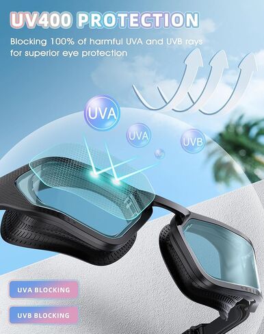 Greatever Sleek Swimming Goggles, UV400 Protection Swim Goggles,HD Wide View Goggles, Anti Fog No Leakage, Enhanced Comfort For Women Men Adults Teenagers in Kuwait