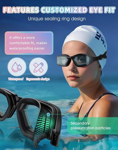 Greatever Sleek Swimming Goggles, UV400 Protection Swim Goggles,HD Wide View Goggles, Anti Fog No Leakage, Enhanced Comfort For Women Men Adults Teenagers in Kuwait