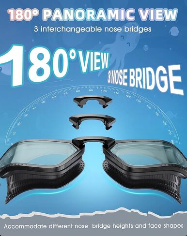 Greatever Sleek Swimming Goggles, UV400 Protection Swim Goggles,HD Wide View Goggles, Anti Fog No Leakage, Enhanced Comfort For Women Men Adults Teenagers in Kuwait