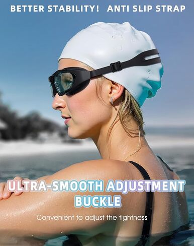 Greatever Sleek Swimming Goggles, UV400 Protection Swim Goggles,HD Wide View Goggles, Anti Fog No Leakage, Enhanced Comfort For Women Men Adults Teenagers in Kuwait