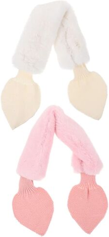 SAMIGLE 2PCS Plush Boys and Girls الأوشحة لتصميم تقاطع دافئ لمواد الفراء الناعم لفتاة الصبي والأطفال الصغار يشملون وشاح in Saudi Arabia