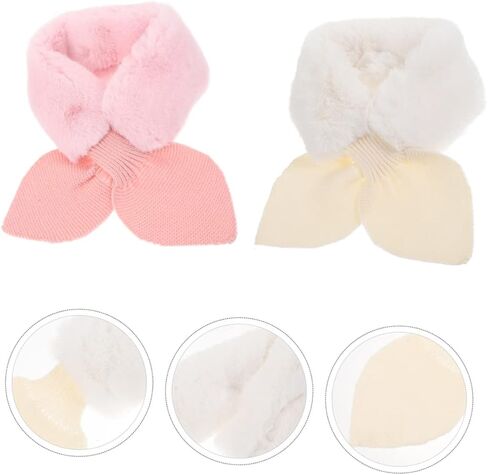 SAMIGLE 2PCS Plush Boys and Girls الأوشحة لتصميم تقاطع دافئ لمواد الفراء الناعم لفتاة الصبي والأطفال الصغار يشملون وشاح in Saudi Arabia