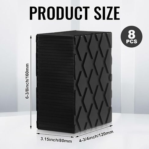 Pangda 8 PCS 6-3/8 "× 4-3/4" x 3.15 "صلبة من المطاط ، لوحة الفضاء ، وسادة مقبس مطاطية مضادة للانزلاق لمصاعد السيارات ، والرافعات ، والرفوف 4000 رطل السعة in Saudi Arabia