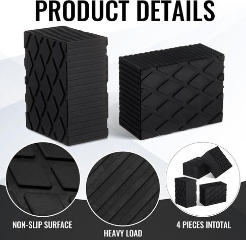 Pangda 8 PCS 6-3/8 "× 4-3/4" x 3.15 "صلبة من المطاط ، لوحة الفضاء ، وسادة مقبس مطاطية مضادة للانزلاق لمصاعد السيارات ، والرافعات ، والرفوف 4000 رطل السعة in Saudi Arabia