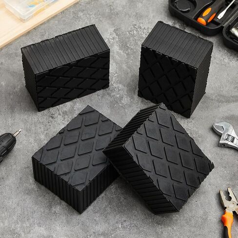 Pangda 8 PCS 6-3/8 "× 4-3/4" x 3.15 "صلبة من المطاط ، لوحة الفضاء ، وسادة مقبس مطاطية مضادة للانزلاق لمصاعد السيارات ، والرافعات ، والرفوف 4000 رطل السعة in Saudi Arabia